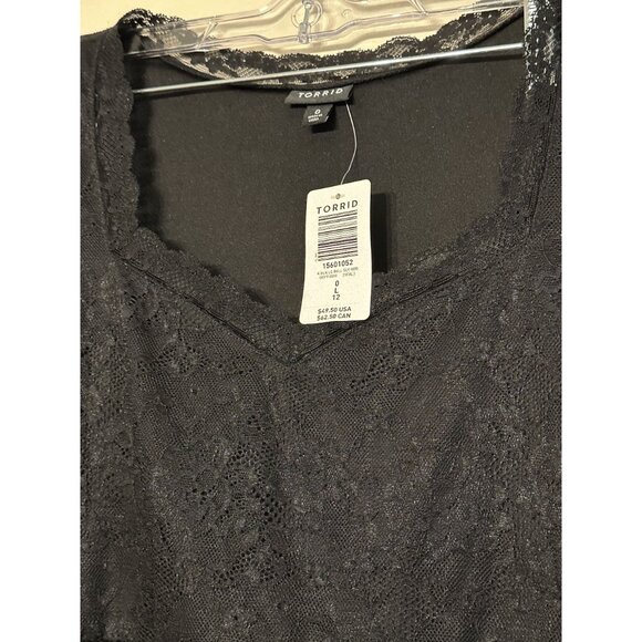 New NWT Women's Torrid Black Bell Sleeve Babydoll Lace Top Size 0 Large 12 - Picture 8 of 11